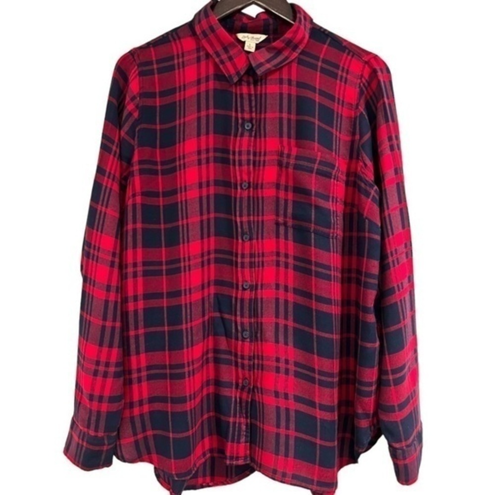 Lucky Brand | Red/Blue Split Back Boyfriend Style Flannel Button Down